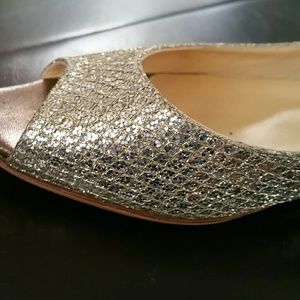 Jimmy Choo silver and gold flats